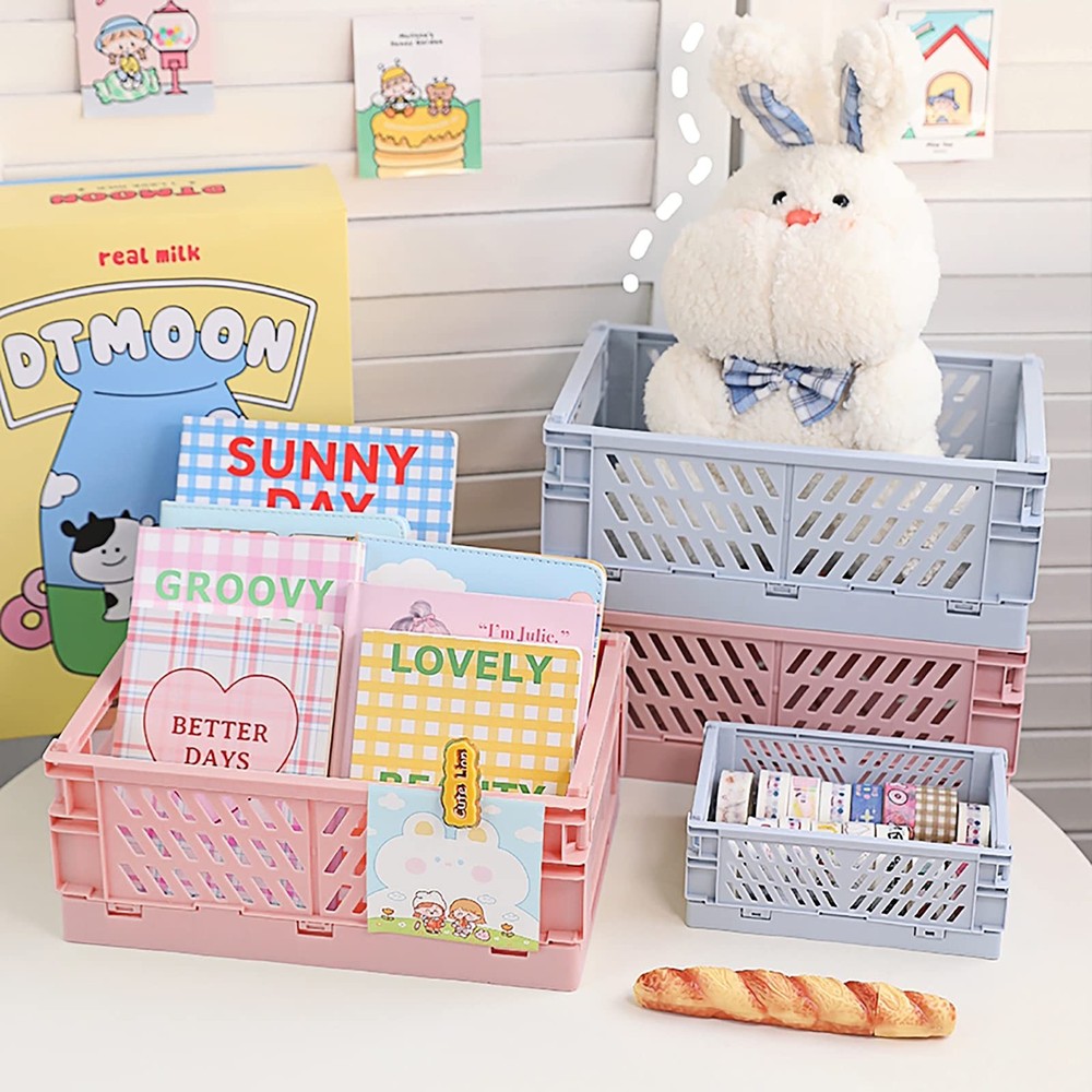 Plastic Baskets for Desk Organizing, Drawer Organizer, 2 Medium+2 Small Durab...