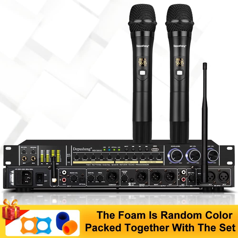 Bluetooth Karaoke Reverberator with Microphone & Anti-Howling Audio Processor