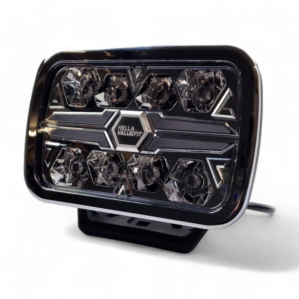 Hella Rectangular 9" Blade Chrome LED Spot Lamp Upright Mount