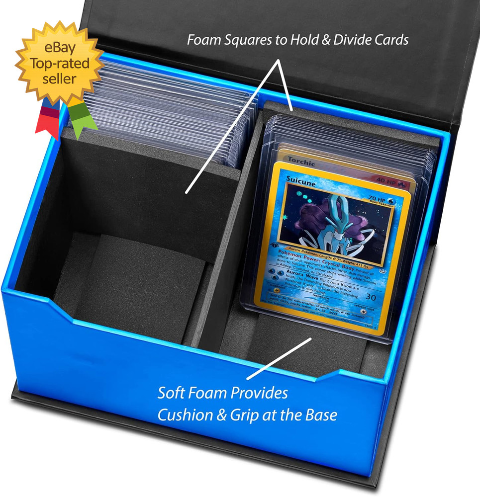 Toploader Trading Card Storage Case 2 Row Magnetic Flip Box W/Adjustable Divider