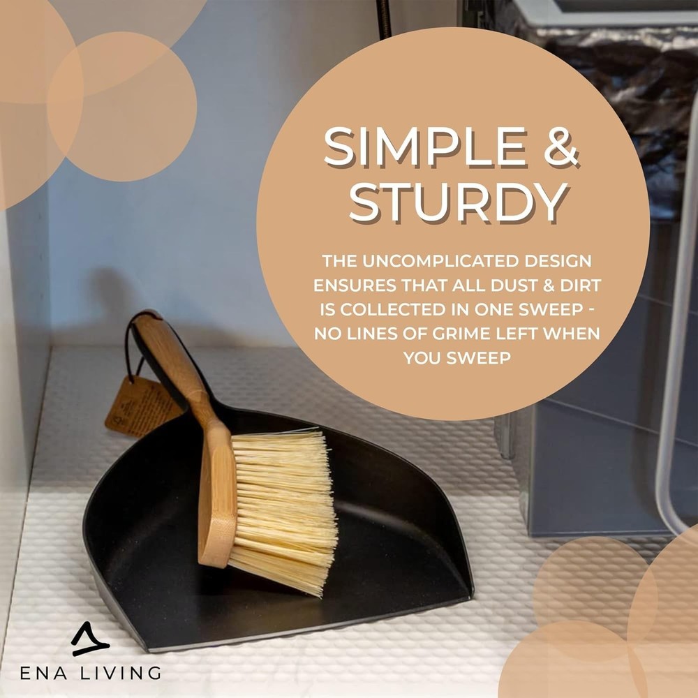 Dust Pan and Brush Set - Sturdy Bamboo Sweeping Tools for Efficient Cleaning