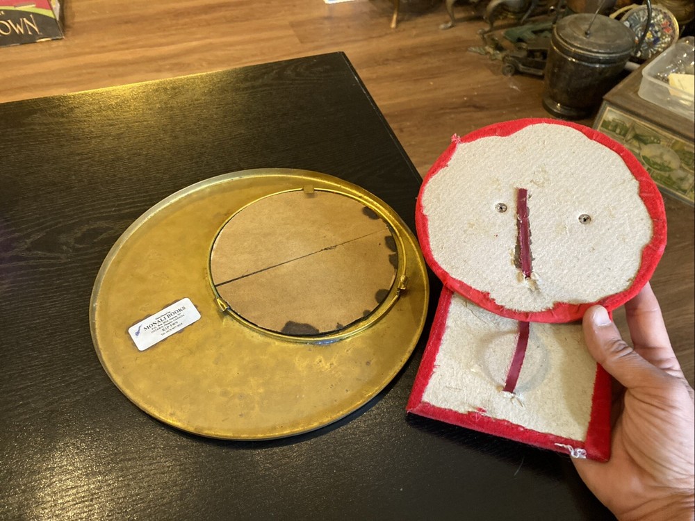 Vintage Middle Eastern Brass Mirror With Islamic Arabic Script
