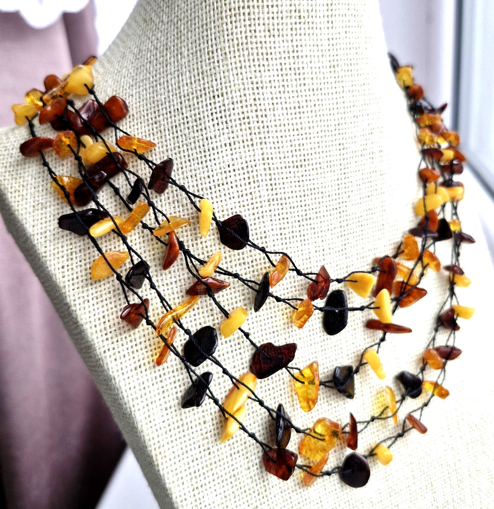 5-Line Genuine Baltic Amber Necklace