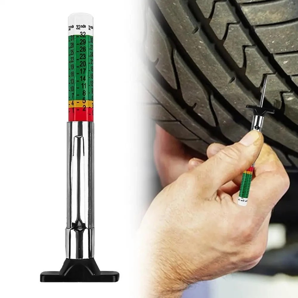 2PCS Car Tire Tread Depth Gauge Kit, Tire Thread Depth Meter Tool Color Coded