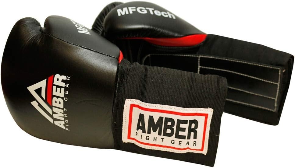 Amber MFG Professional Hook and Loop Leather Training Boxing Gloves