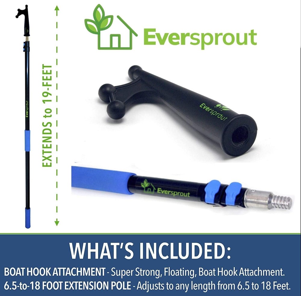 EVERSPROUT Telescoping Boat Hook | Floats, Scratch-Resistant, 3 Foot Pole