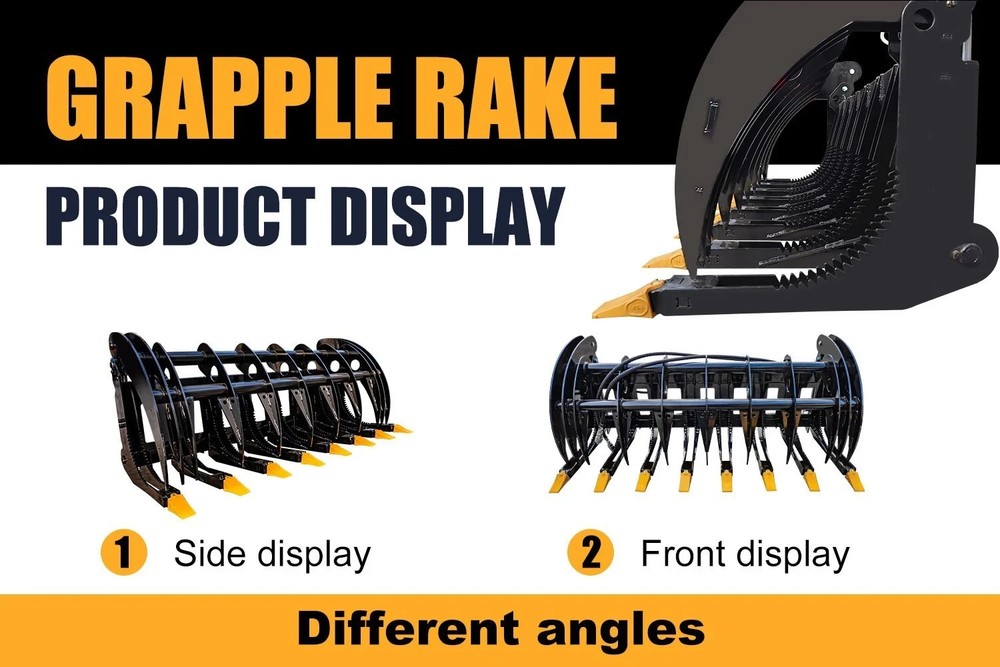72in Root Rake Skid Steer Grapple Attachment Fits Bobcat Skid Steer Quick Attach