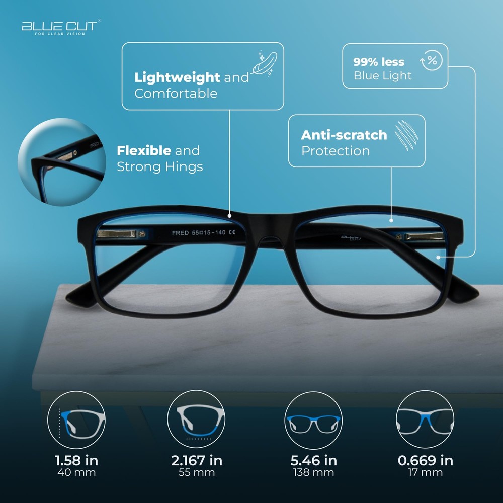 Blue Light Blocking Glasses – Anti-Fatigue Computer Glasses Prevent Headaches...
