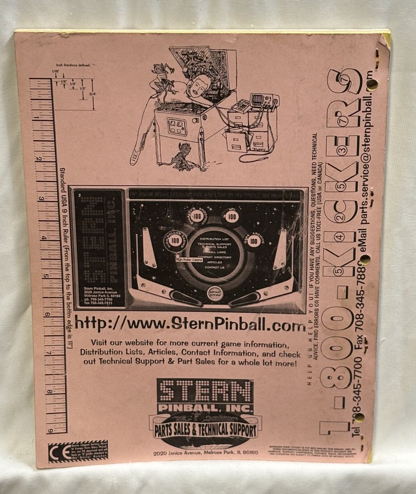 ORIGINAL-STERN-HIGH ROLLER CASINO-OWNERS MANUAL