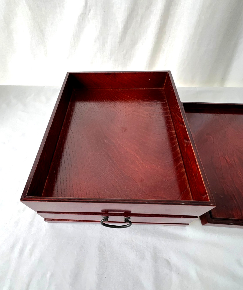 Vintage Japanese Aizu Lacquerware Writing or Document Box with Drawer