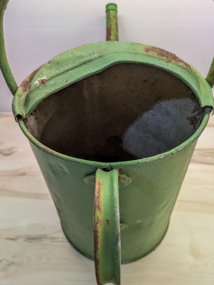 Vintage Green Rustic Metal Watering Can