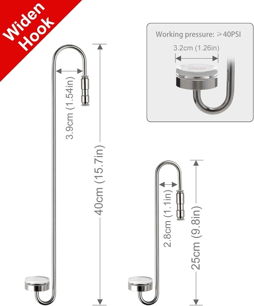 Durable Stainless Steel CO2 Diffuser with High Density Ceramic Disc - 40cm Hook