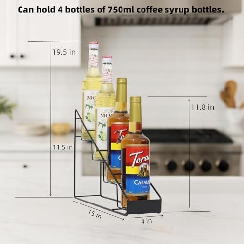 4 Bottle Rustproof Coffee Syrup Storage Rack