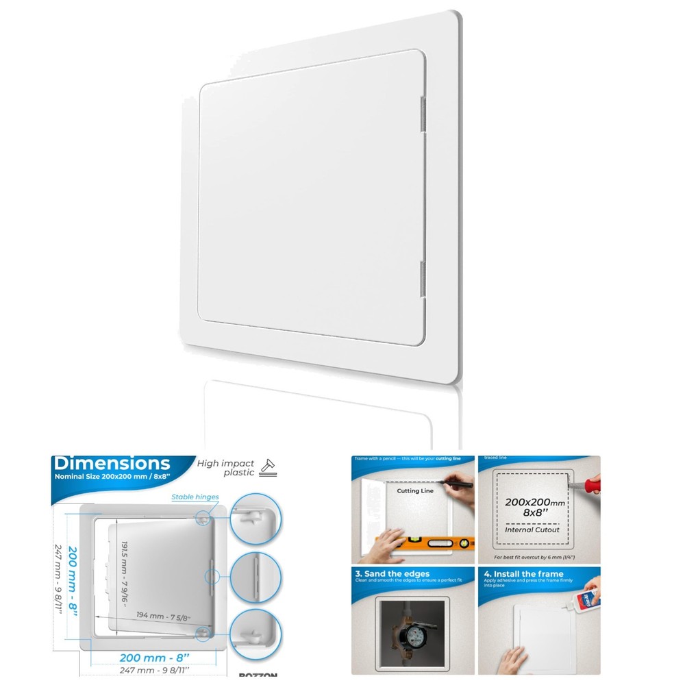 Versatile 8x8 Plastic Access Panel - Ideal for Concealed Spaces & Easy Access