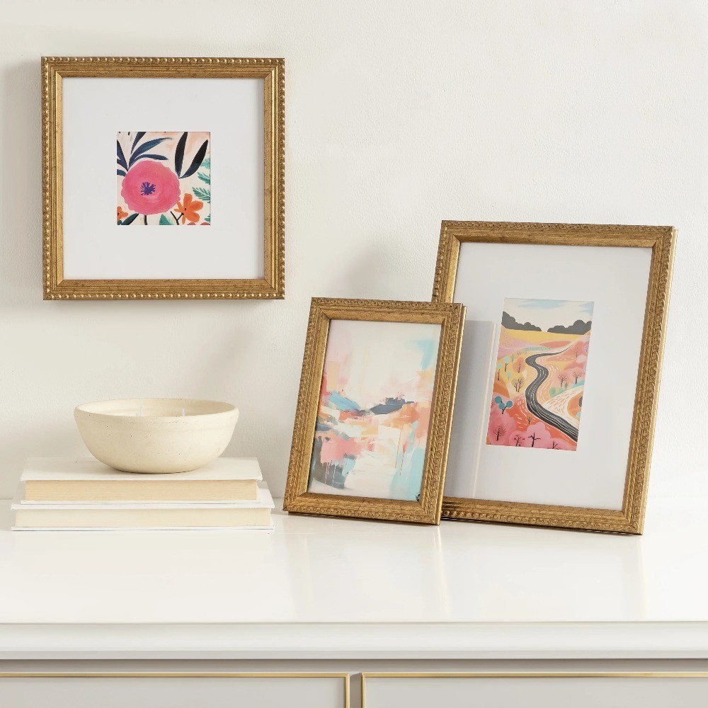 5x7 Beaded Gold Decorative Tabletop Picture Frame