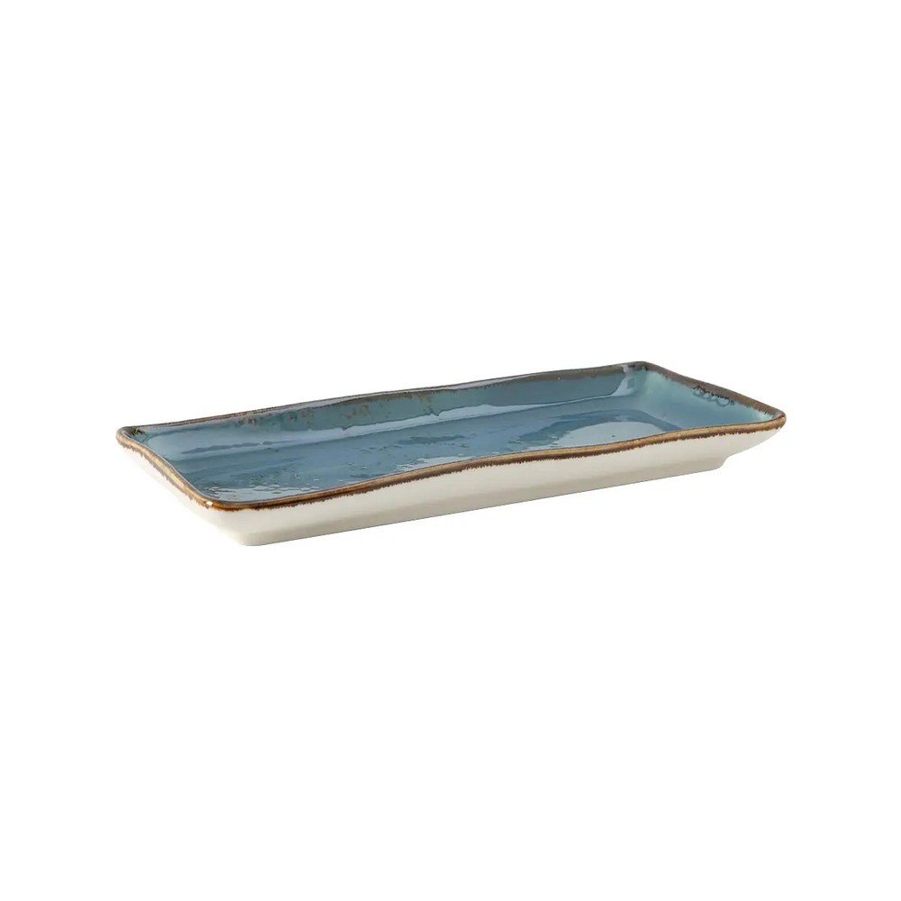 Tuxton China Inc Artisan Geode 11-5/8" Azure Ceramic Rectangular Tray - 1 Doz