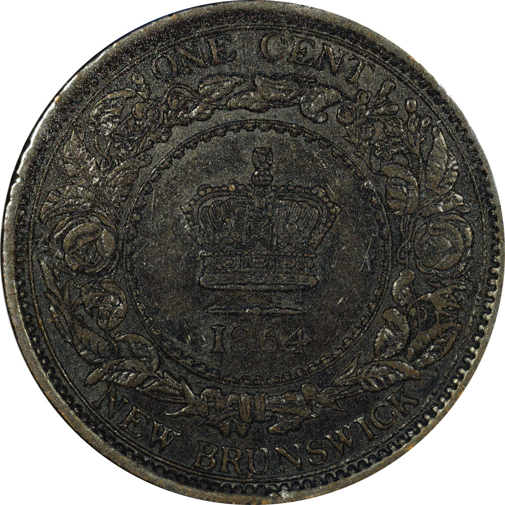 1864 Tall 6 New Brunswick Canada Large Cent XF