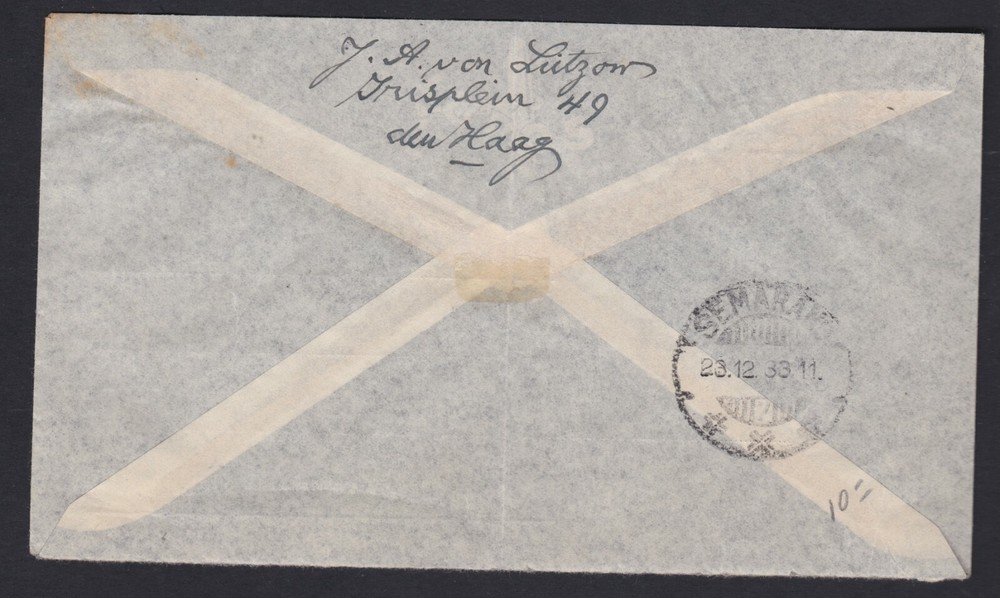 1933 Netherlands / Netherlands Amsterdam BATAVIA Flight Cover to Java Indonesia