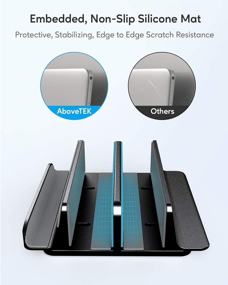 Space-Saving Aluminum Vertical Dock: Holds Laptops, Tablets & Phones Securely