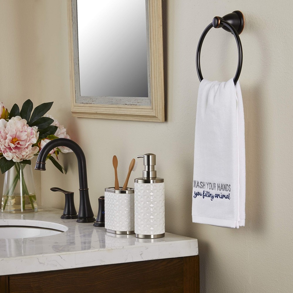 Wash Your Hands Hand Towel (2-Pack), White
