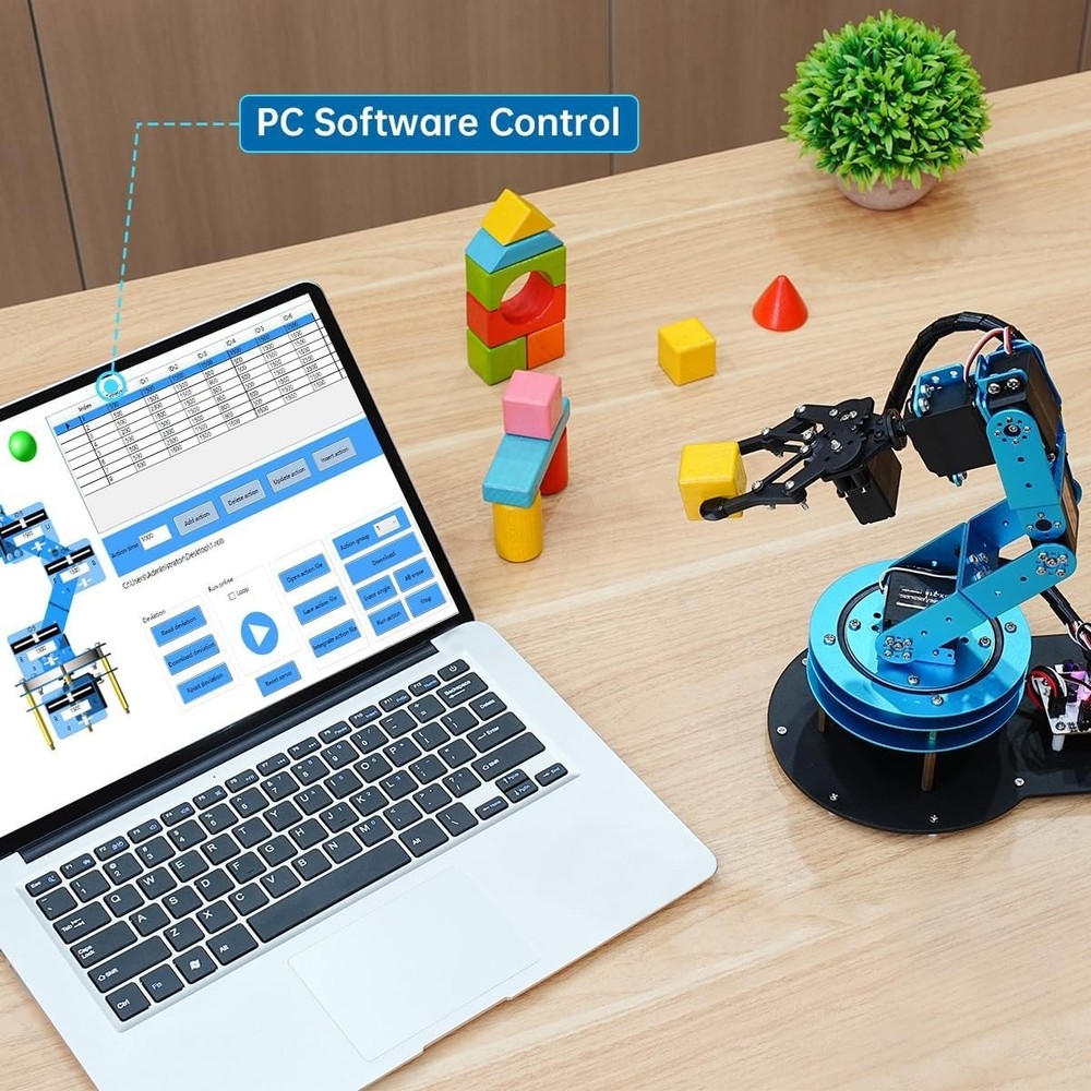 Robotic Arm Kit 6DOF Programming Robot Arm with 5 Servo, Handle, Mechanical Claw