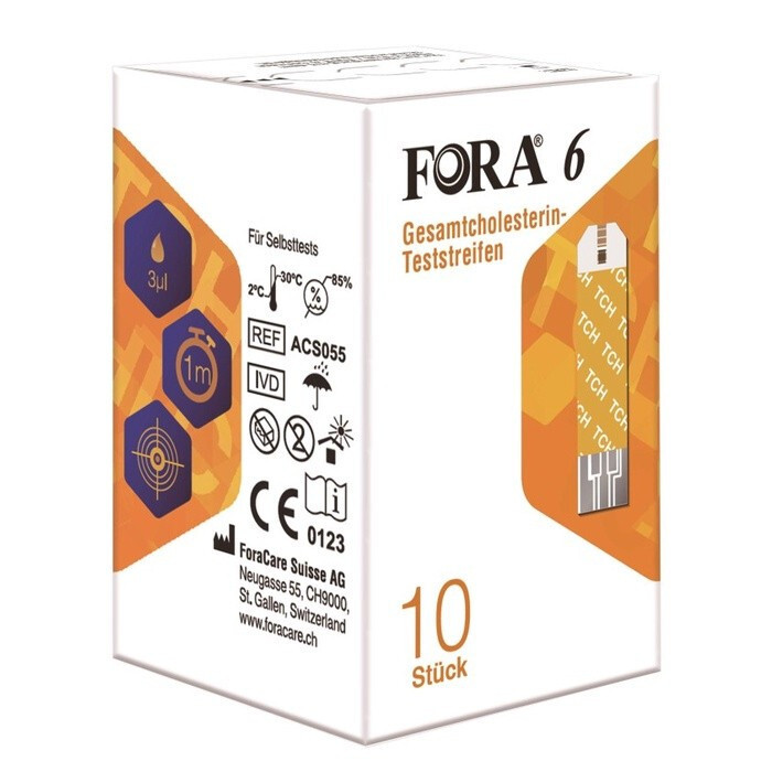 FORA 6 Plus Blood Cholestrol Test Strips 1 Box(10 Strips)