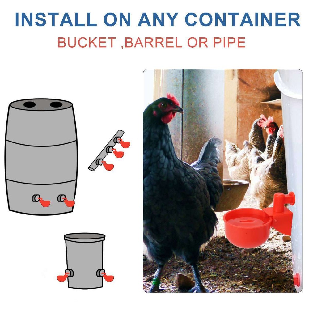 12Pcs Automatic Water Cups Poultry Drinker Waterer Chicken Duck Quail Drinking