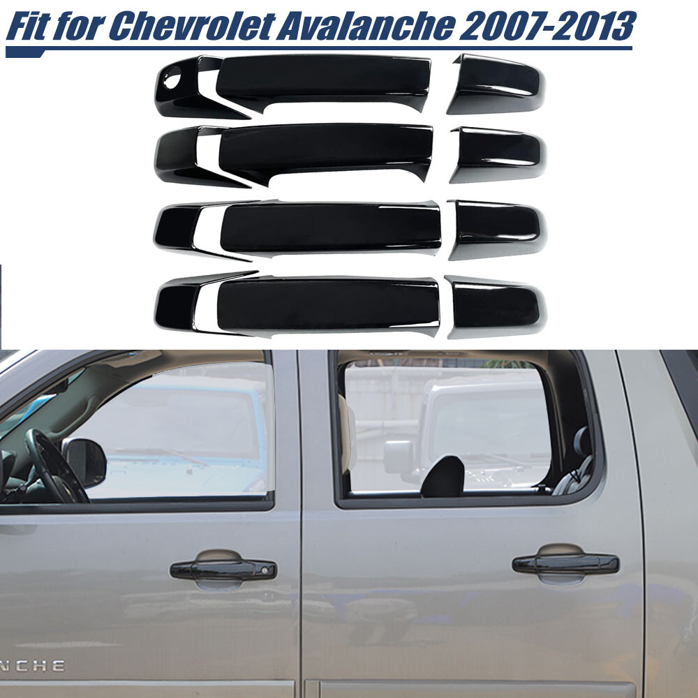 GLOSS BLACK Door Handle Side Mirror COVERS For Chevy Silverado Avalanche 2007-13