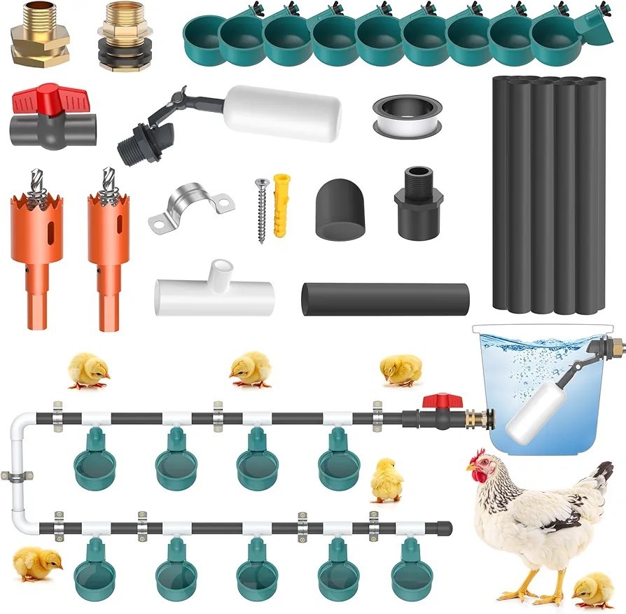 Automatic Chicken Waterer System for Continuous Fresh Water, DIY Chicken...