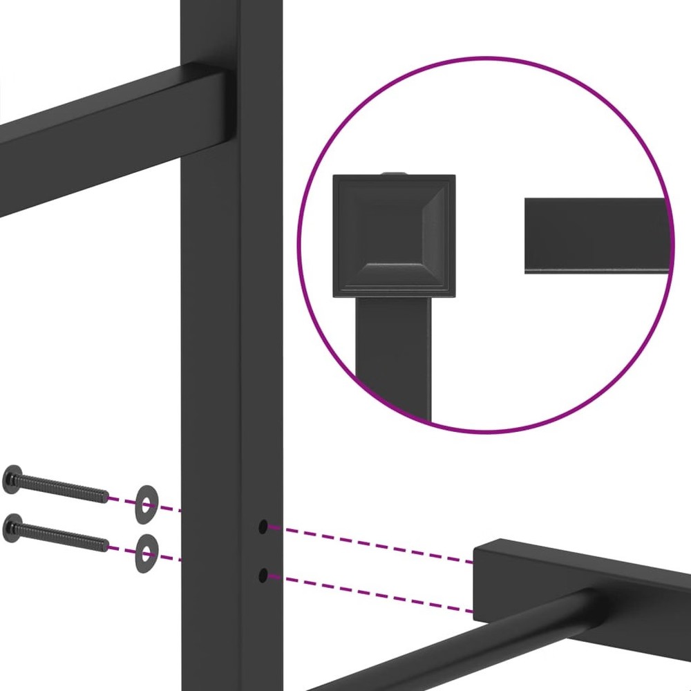 Bed Frame Black Powder-Coated Steel King Size Bed Frame