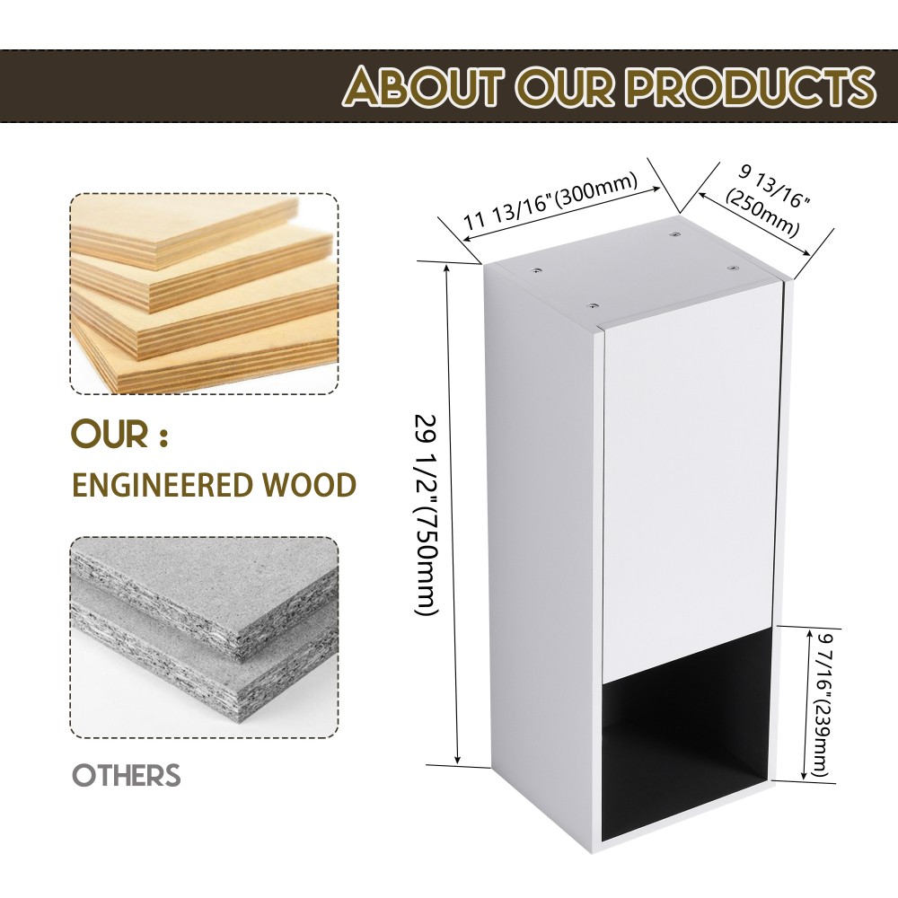 Bathroom Side Cabinet 2 Soft Close Doors Float Mounting Design