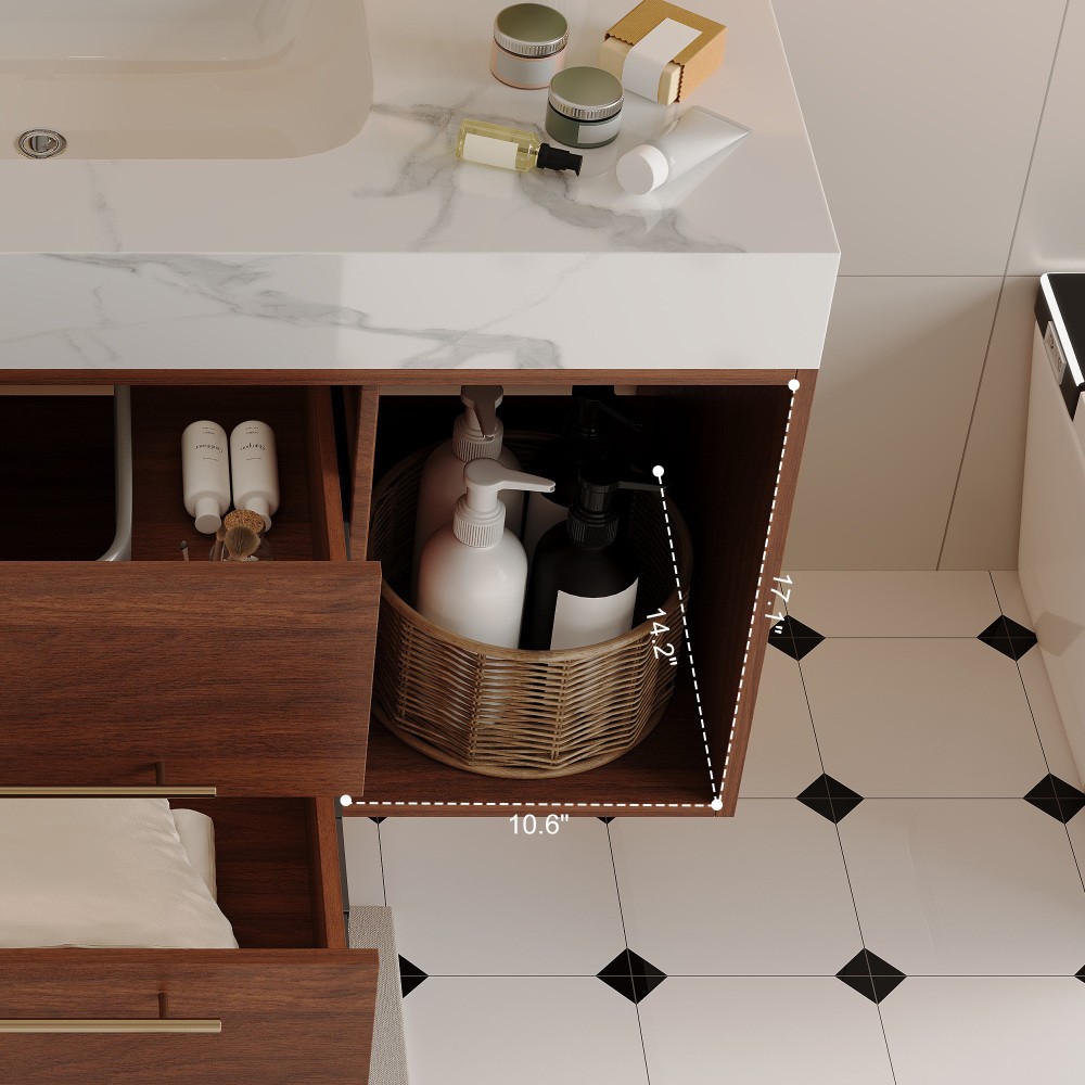 39.4" Floating Bathroom Vanity with Sintered Stone Top & Ceramic Sink