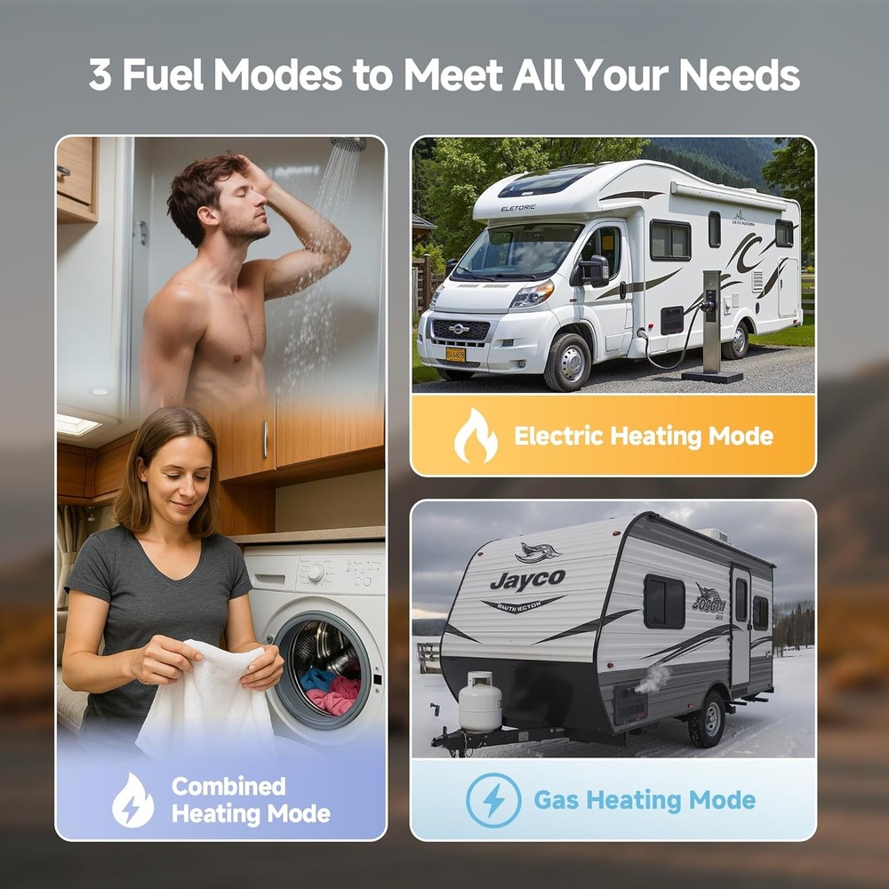 KINGRVER 6 Gallon RV Gas/Electric Water Heater Built-in Anode Rod W/Controller