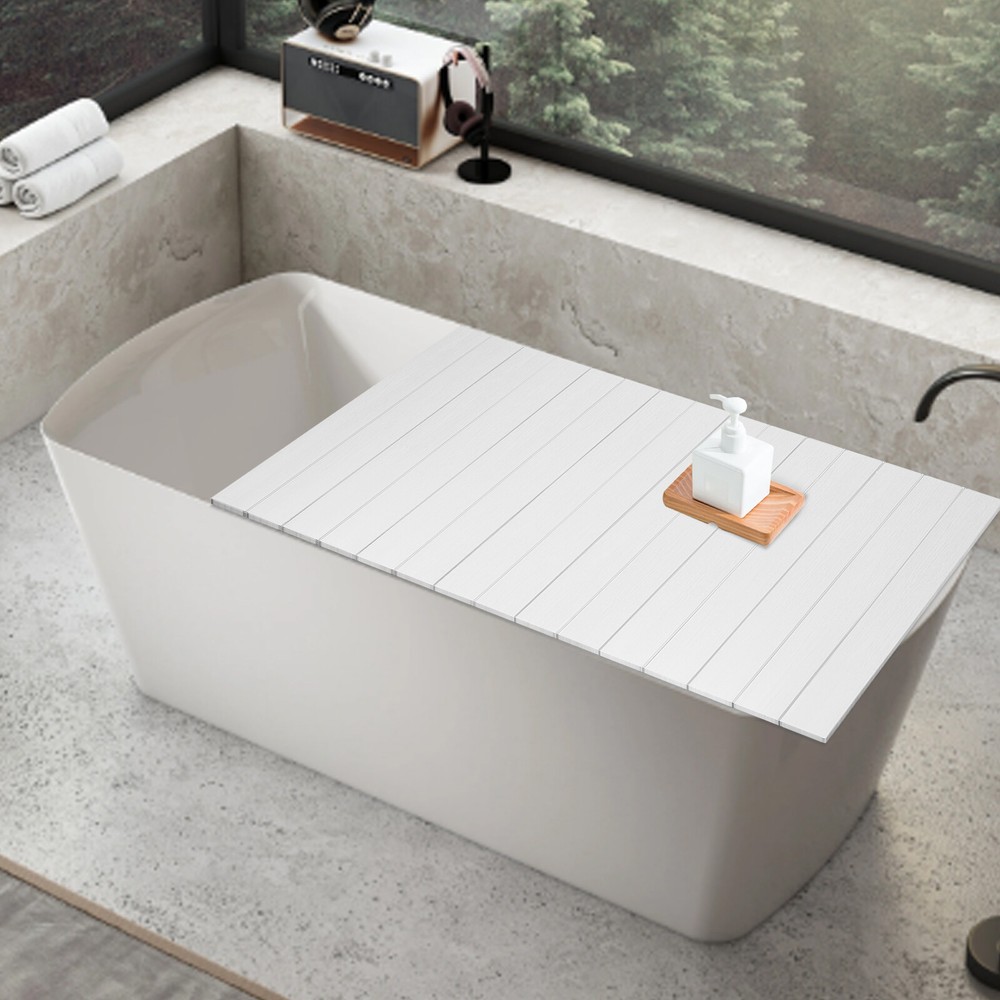 Modern Folding Bathtub Cover Rectangular Insulation Dust Cover White Bath Lid