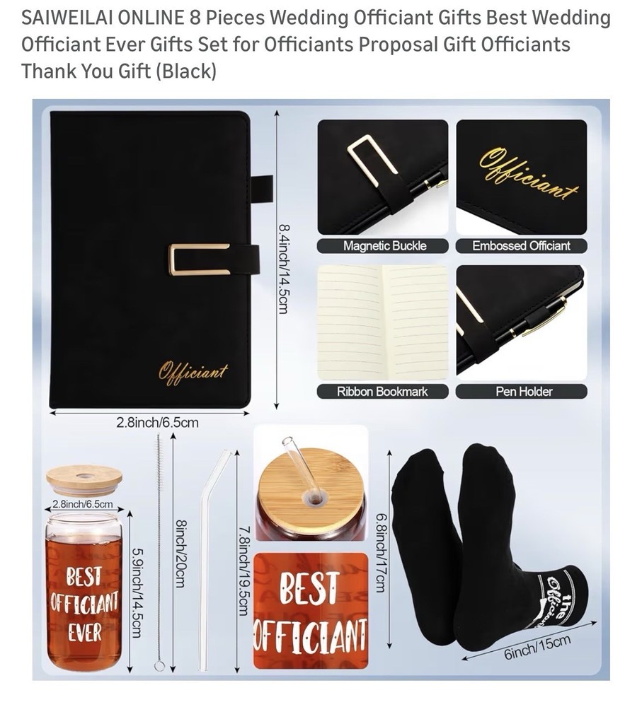 Wedding Officiant Gift Set Best Officiant Ever Black 8pc