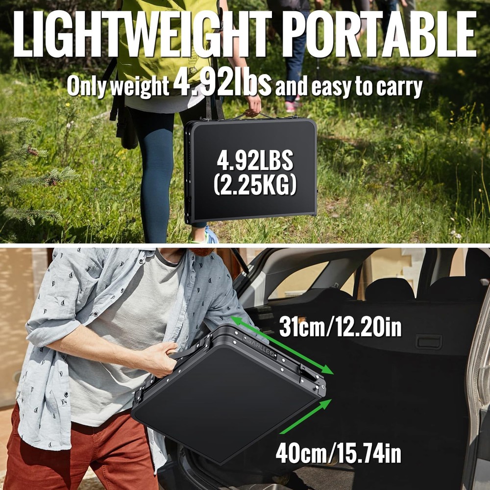 2ft Folding Camping Table, 3 Adjustable Height Lightweight Folded Picnic Tabl...