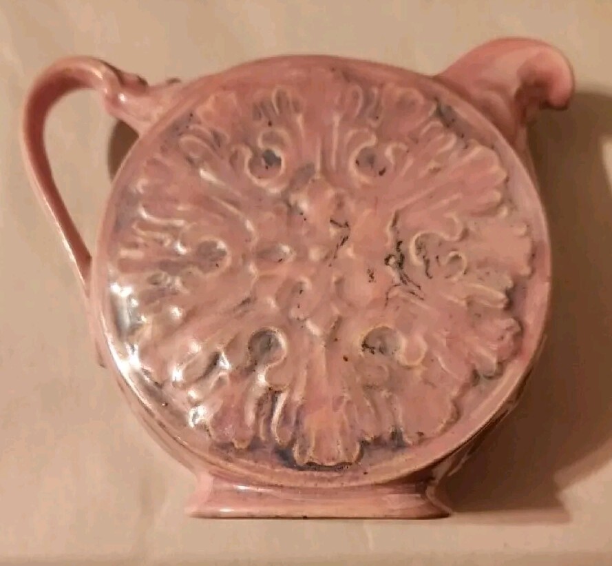 1970s Handmade Signed PINK &.LAVENDER Snowflake Small Pitcher or Creamer