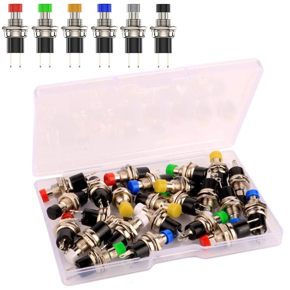 Gebildet 24pcs 7mm Mini Momentary Push Button Mix color