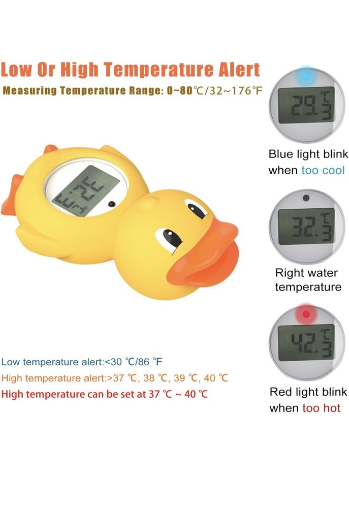 Duck Baby Bath Thermometer with LED Display and Temperature Warning