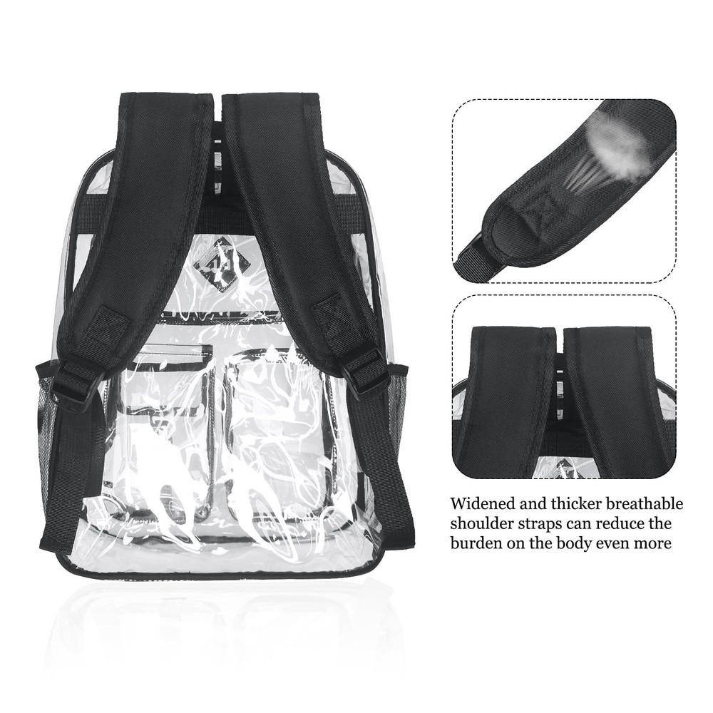 Clear Backpack Heavy Duty Large PVC Transparent See Through Backpacks Work Tr...