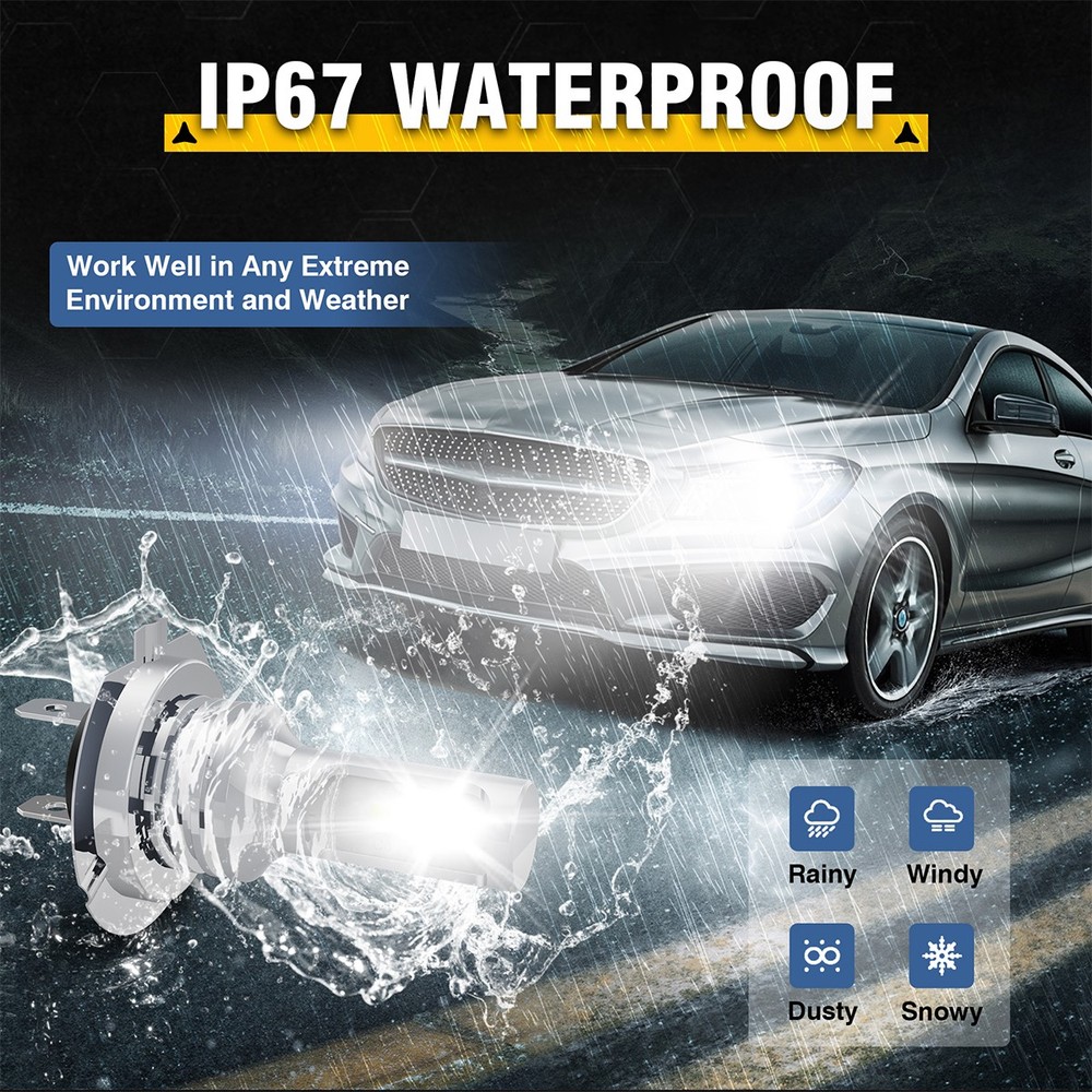 2x H7 LED Headlight Bulb Kit High Low Beam 80000LM Super Bright 6500K White E4EA