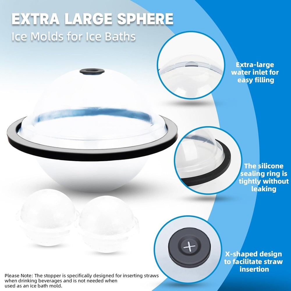 Elevate Your Ice Bath: Extra Large Sphere Ice Molds for Comfort & Chill - 2 Pack