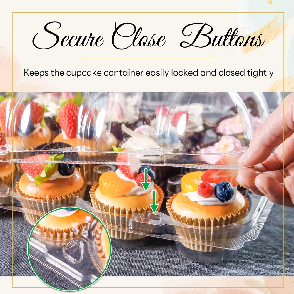 12 Count Cupcake Containers 12 Pack Cupcake Holders With Detachable Tall Dome Li