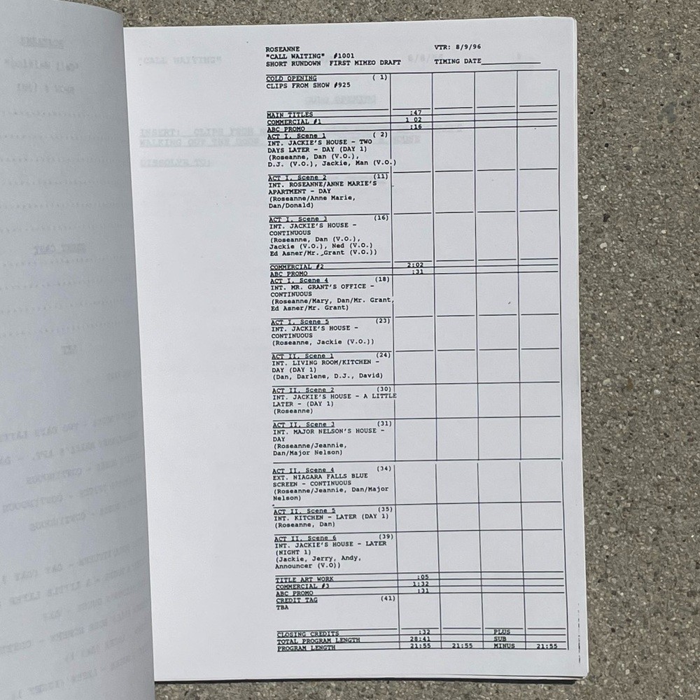 Roseanne Original 1996 Production Used Final Draft Script Goodman Barr Metcalf