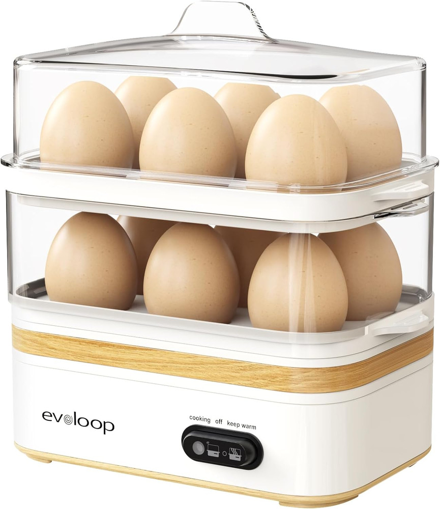 Rapid Egg Cooker Electric 12 Eggs Capacity, Soft, Medium, Hard Boiled, Poached,
