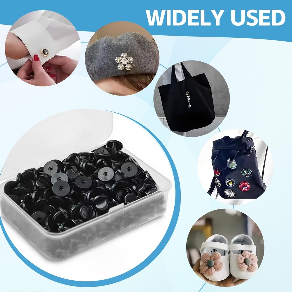 uadbau 50PCS Rubber Pin Backs – PVC Lapel Backings, Replacement for Black