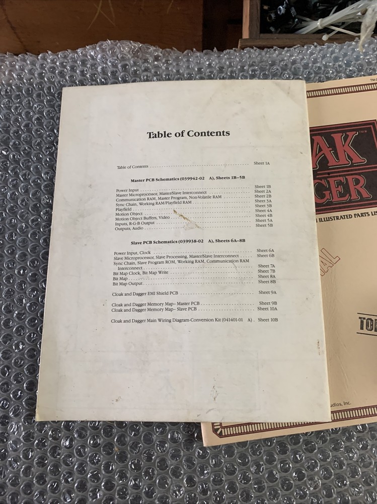 Original ARCADE GAME owners manual Cloak And Dagger Set Atari￼