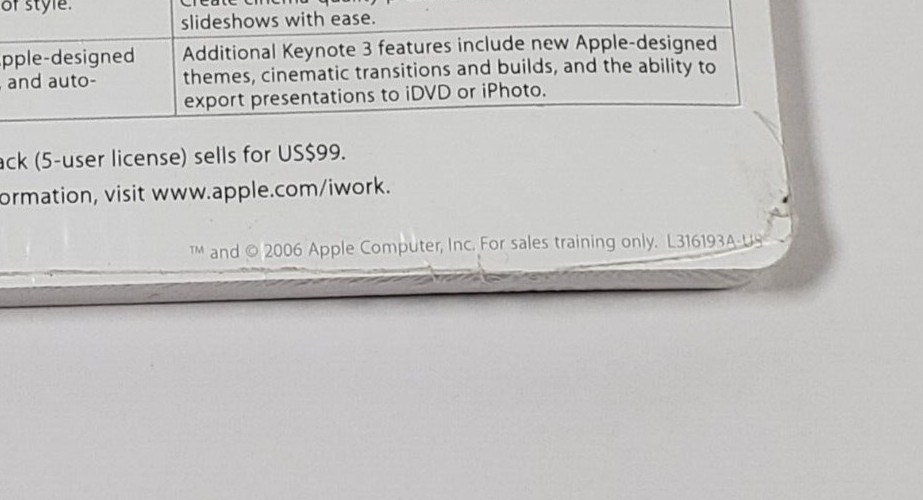 Sealed Bundle 2006 Apple Computer iWork '06 Pocket Card Sales Training Only