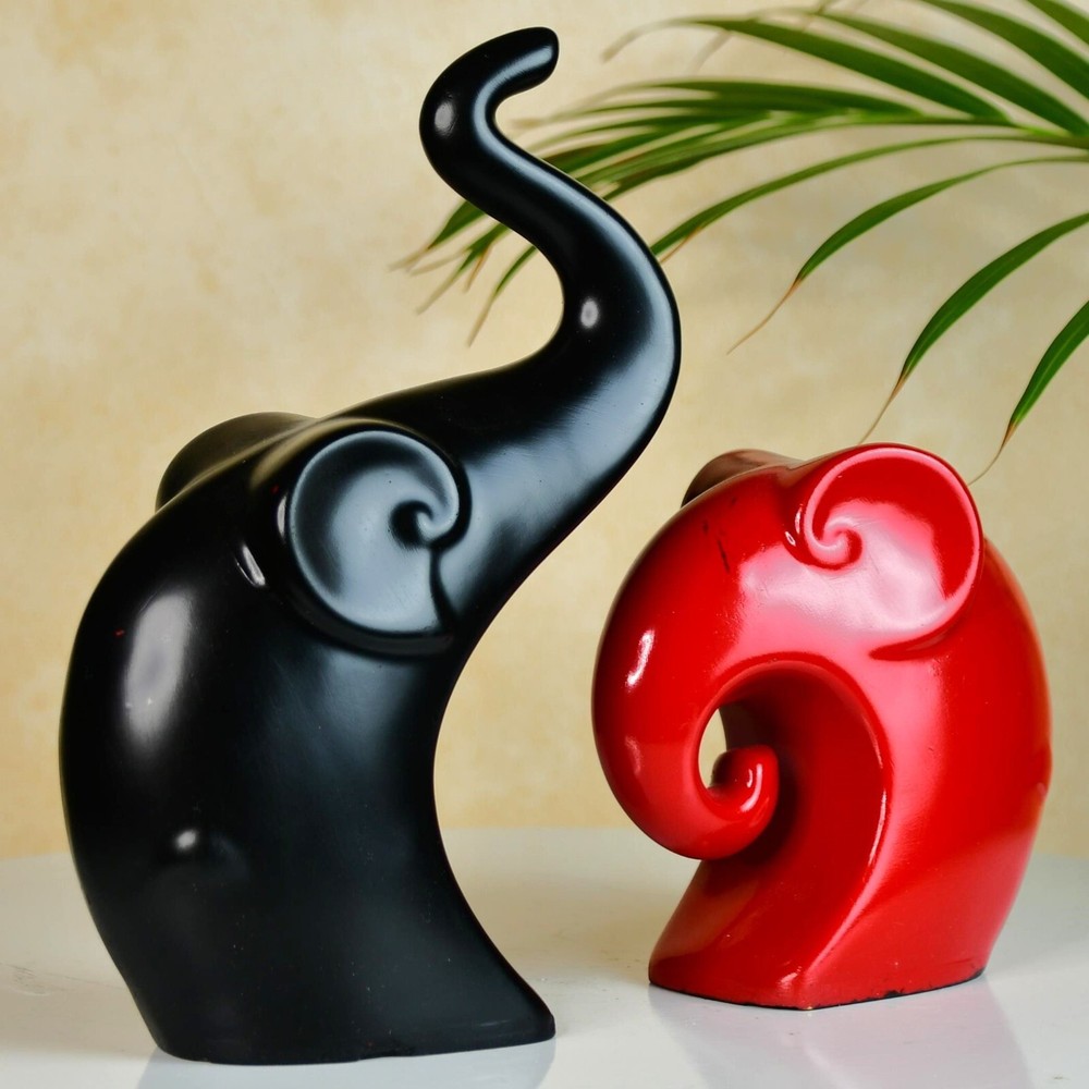Sowpeace Abstract Elephant Set – 2 Resin Decor Pieces, 15cm, Multicolor