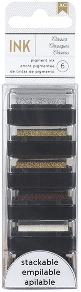American Crafts Stackable Mini Ink Pads 6/Pkg-Classics